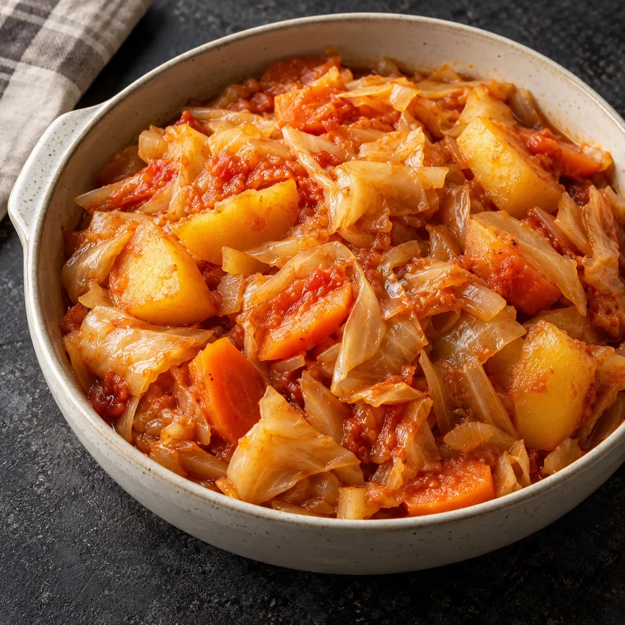 Тушёная капуста с картофелем и морковью